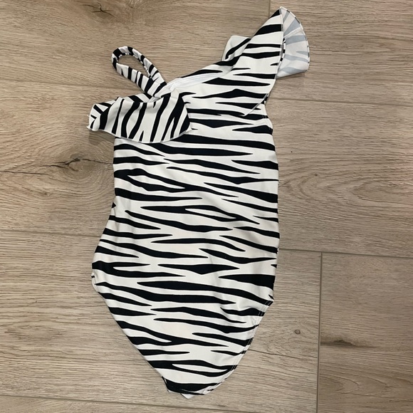 H&M toddler girls zebra print one-shoulder swimsuit - Picture 2 of 3